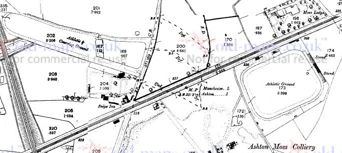 Manchester - Ashton Athletics Grounds : Map credit Old-Maps.co.uk historic maps
